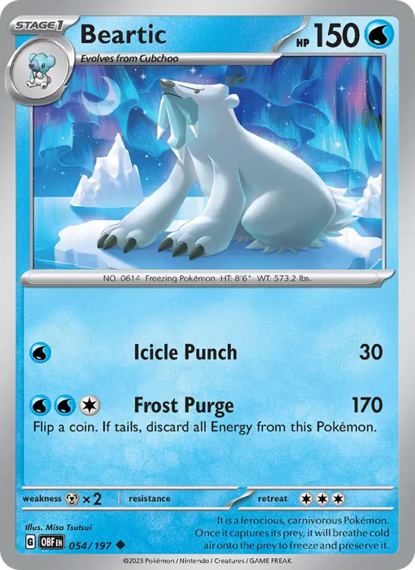 Beartic — Obsidian Flames #054 (Pokémon TCG card)
