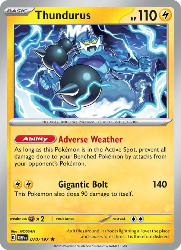 Thundurus — Obsidian Flames #070 (Pokémon TCG card)