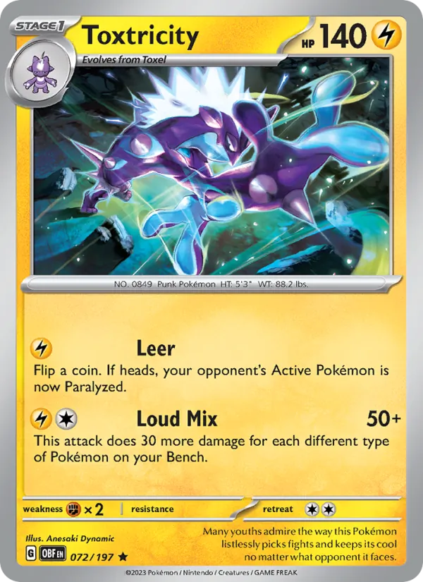 Toxtricity — Obsidian Flames #072 (Pokémon TCG card)