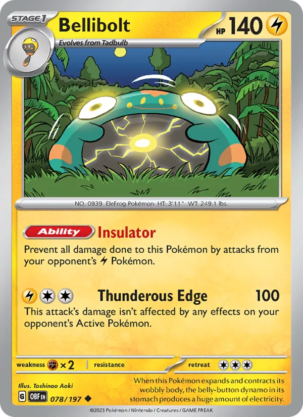 Bellibolt — Obsidian Flames #078 (Pokémon TCG card)