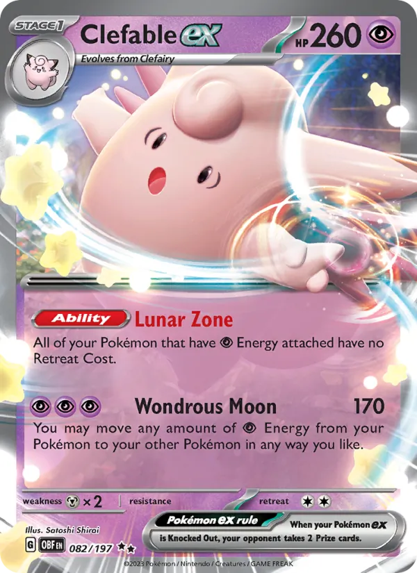 Clefable ex — Obsidian Flames #082 (Pokémon TCG card)