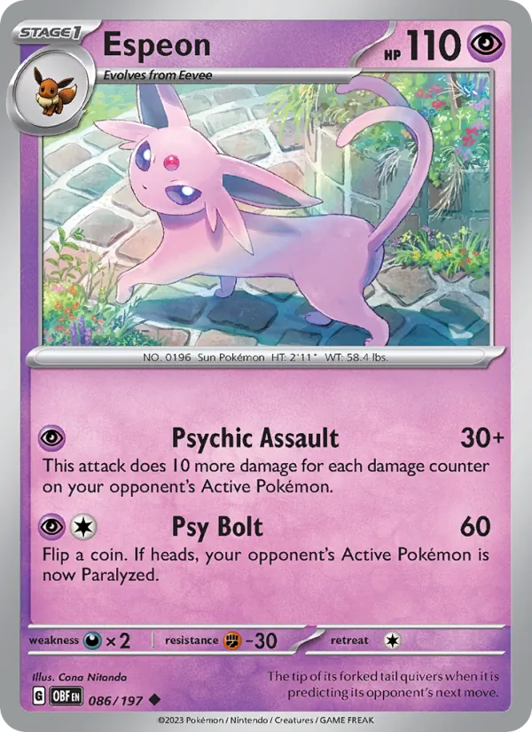 Espeon — Obsidian Flames #086 (Pokémon TCG card)