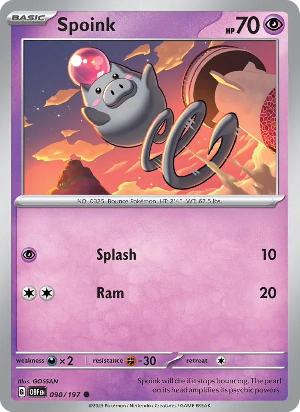 Spoink — Obsidian Flames #090 (Pokémon TCG card)
