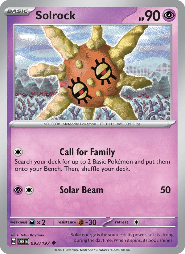 Solrock — Obsidian Flames #093 (Pokémon TCG card)