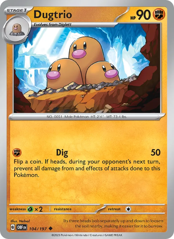 Dugtrio — Obsidian Flames #104 (Pokémon TCG card)