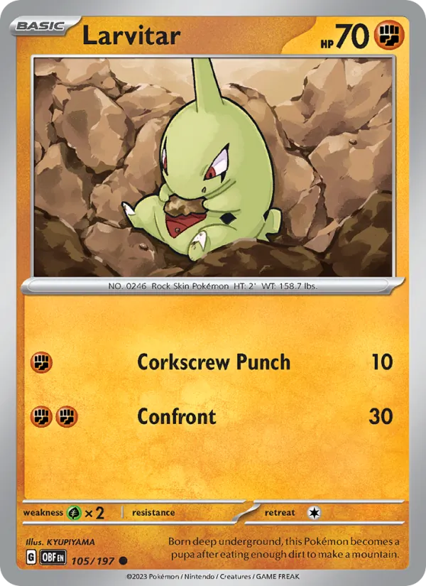 Larvitar — Obsidian Flames #105 (Pokémon TCG card)