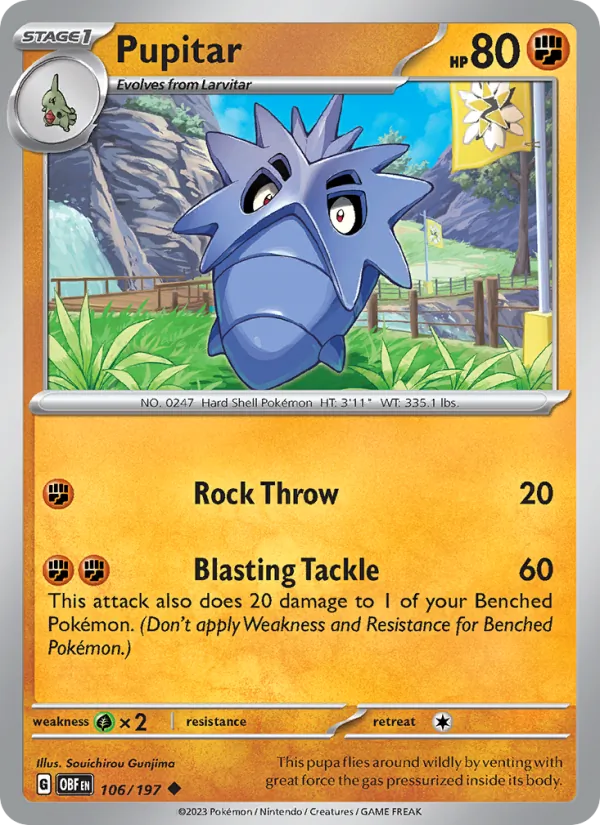 Pupitar — Obsidian Flames #106 (Pokémon TCG card)