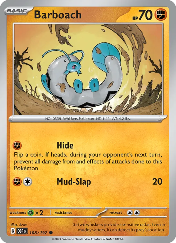 Barboach — Obsidian Flames #108 (Pokémon TCG card)