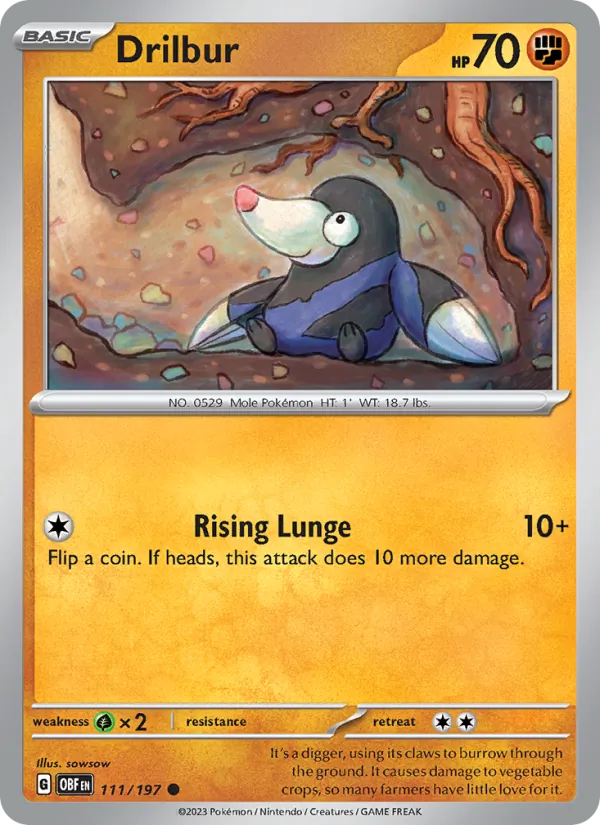 Drilbur — Obsidian Flames #111 (Pokémon TCG card)
