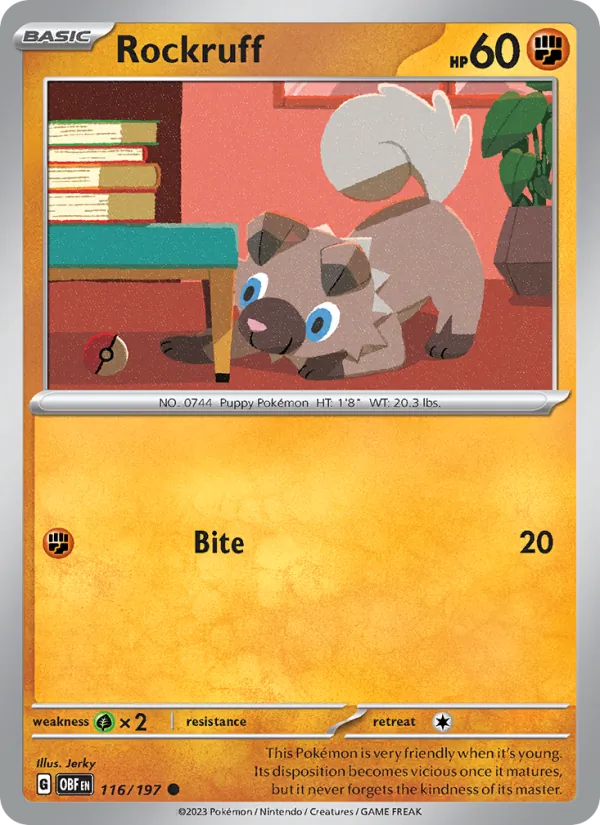 Rockruff — Obsidian Flames #116 (Pokémon TCG card)