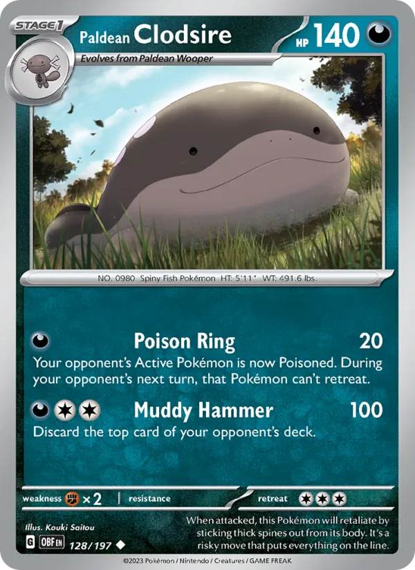 Paldean Clodsire — Obsidian Flames #128 (Pokémon TCG card)