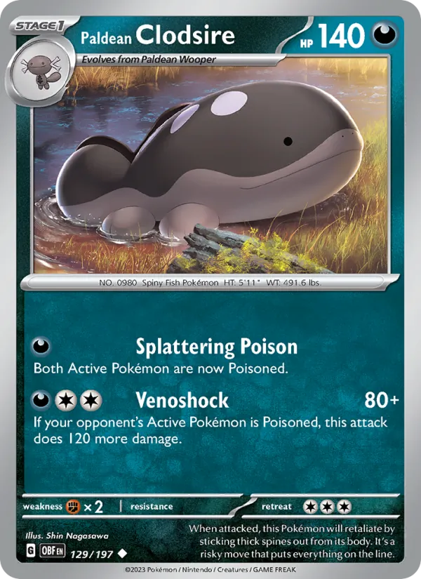 Paldean Clodsire — Obsidian Flames #129 (Pokémon TCG card)