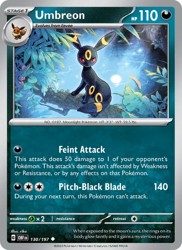 Umbreon — Obsidian Flames #130 (Pokémon TCG card)