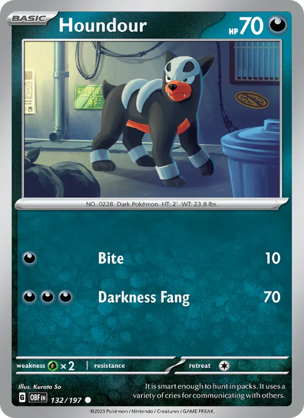 Houndour — Obsidian Flames #132 (Pokémon TCG card)