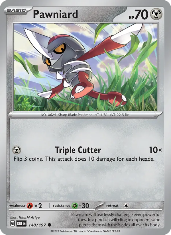 Pawniard — Obsidian Flames #148 (Pokémon TCG card)