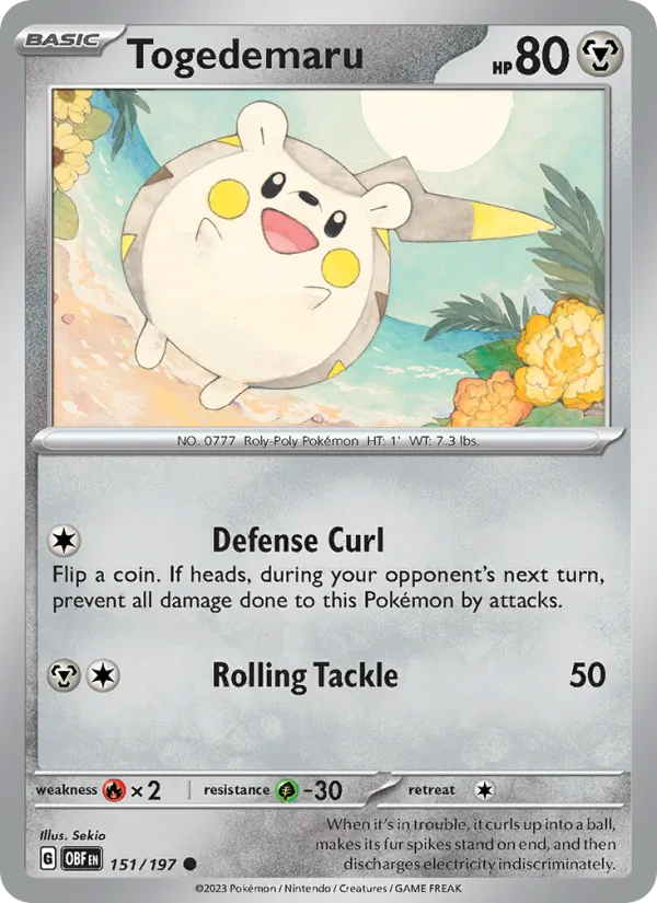 Togedemaru — Obsidian Flames #151 (Pokémon TCG card)