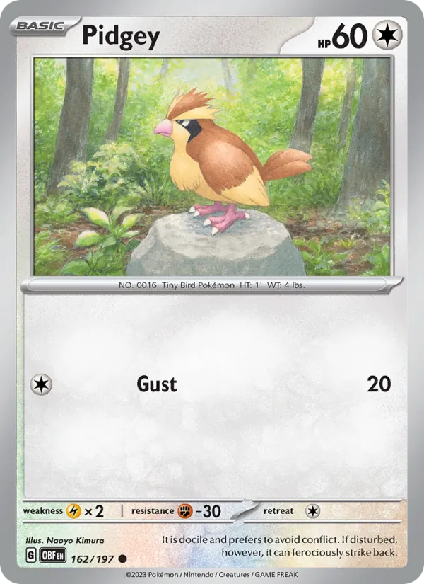 Pidgey — Obsidian Flames #162 (Pokémon TCG card)