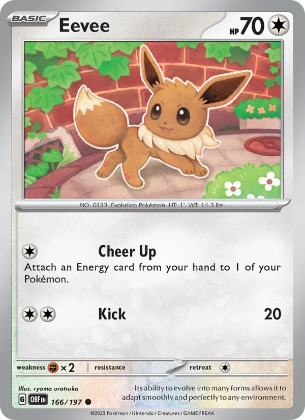 Eevee — Obsidian Flames #166 (Pokémon TCG card)