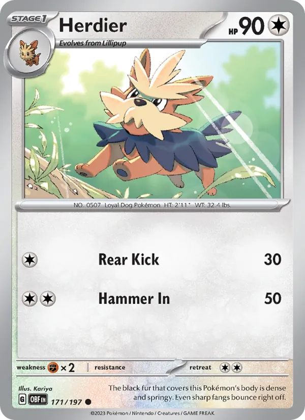Herdier — Obsidian Flames #171 (Pokémon TCG card)