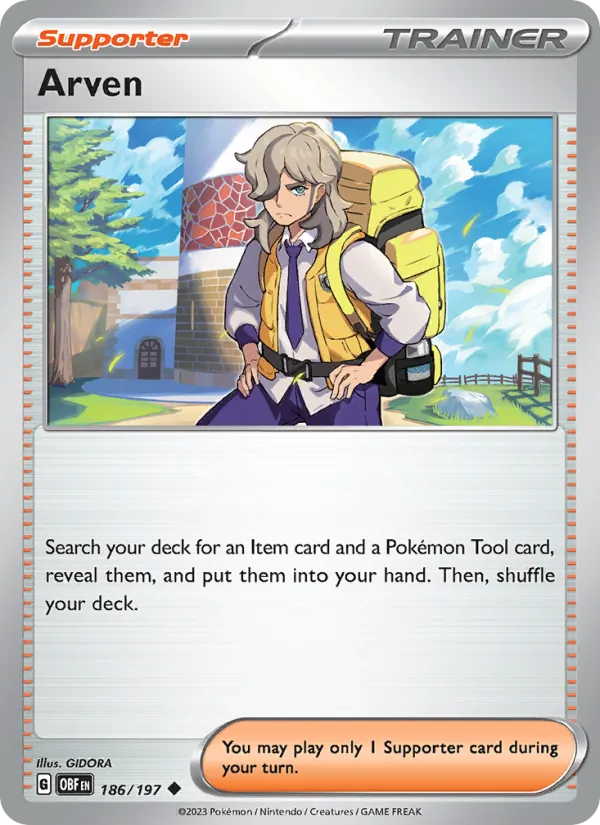 Arven — Obsidian Flames #186 (Pokémon TCG card)