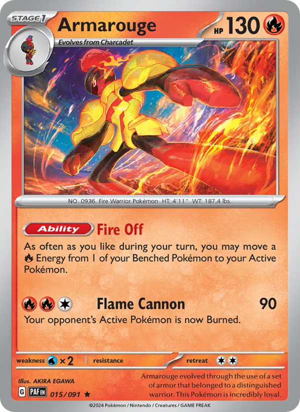 Armarouge — Paldean Fates #015 (Pokémon TCG card)