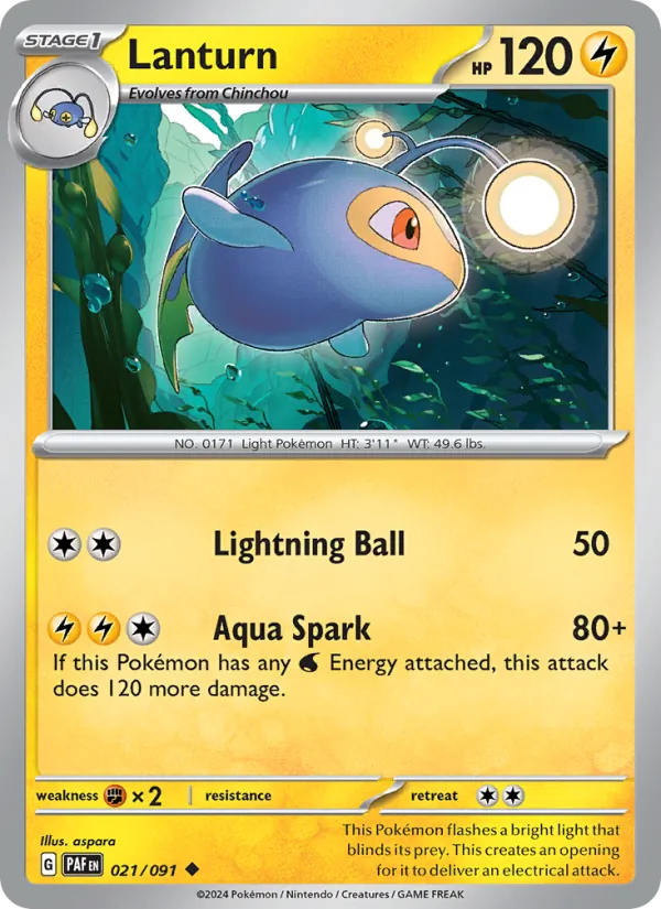 Lanturn — Paldean Fates #021 (Pokémon TCG card)