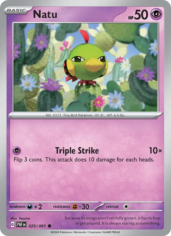 Natu — Paldean Fates #025 (Pokémon TCG card)