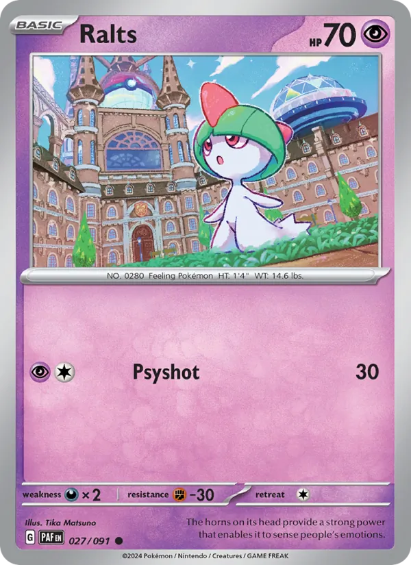 Ralts — Paldean Fates #027 (Pokémon TCG card)