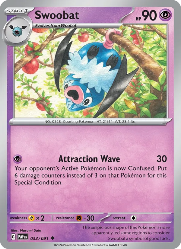 Swoobat — Paldean Fates #033 (Pokémon TCG card)