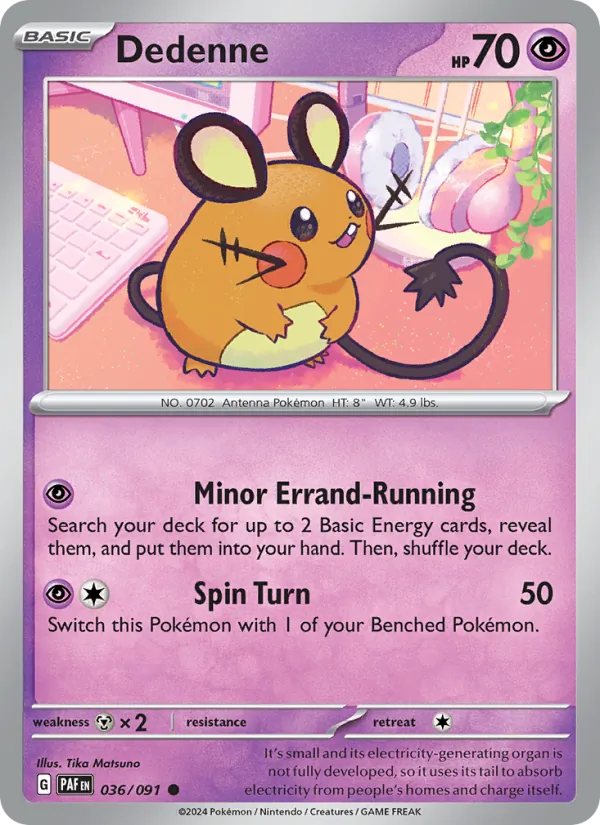 Dedenne — Paldean Fates #036 (Pokémon TCG card)