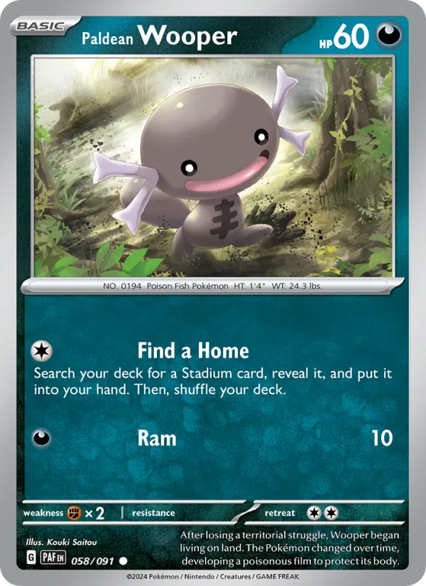 Paldean Wooper — Paldean Fates #058 (Pokémon TCG card)