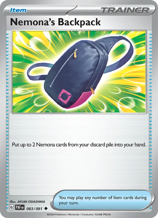Nemona's Backpack — Paldean Fates #083 (Pokémon TCG card)