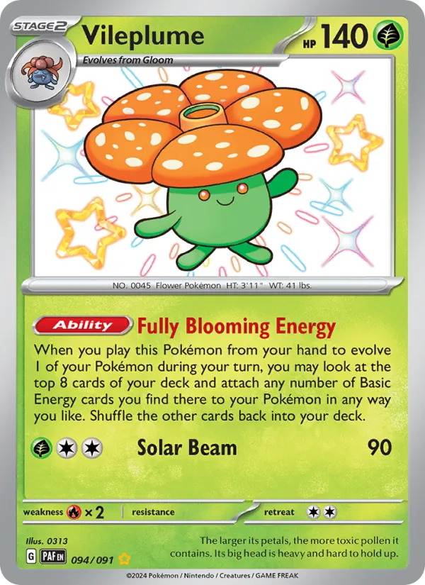 Vileplume — Paldean Fates #094 (Pokémon TCG card)