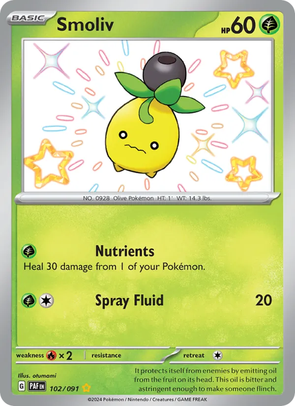 Smoliv — Paldean Fates #102 (Pokémon TCG card)