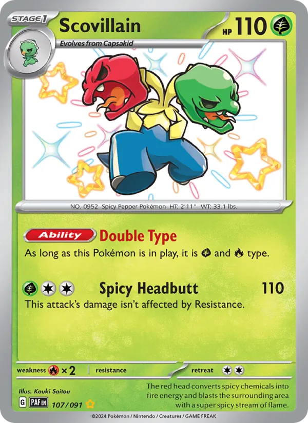 Scovillain — Paldean Fates #107 (Pokémon TCG card)