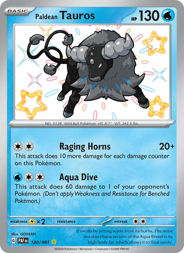 Paldean Tauros — Paldean Fates #120 (Pokémon TCG card)