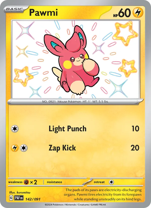 Pawmi — Paldean Fates #142 (Pokémon TCG card)