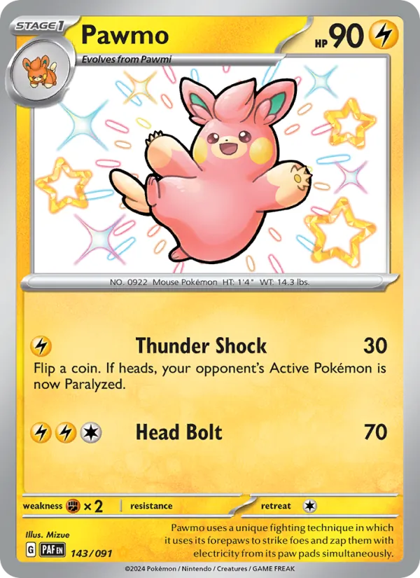 Pawmo — Paldean Fates #143 (Pokémon TCG card)