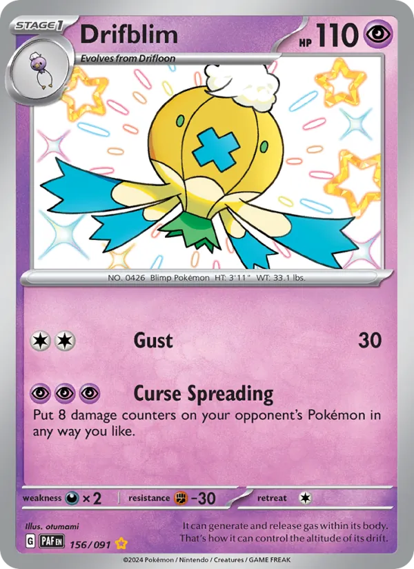 Drifblim — Paldean Fates #156 (Pokémon TCG card)