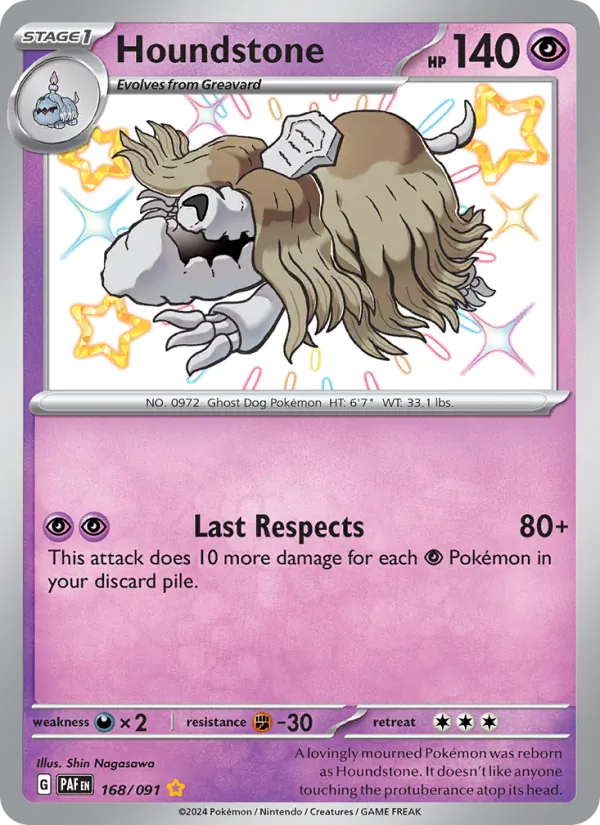 Houndstone — Paldean Fates #168 (Pokémon TCG card)