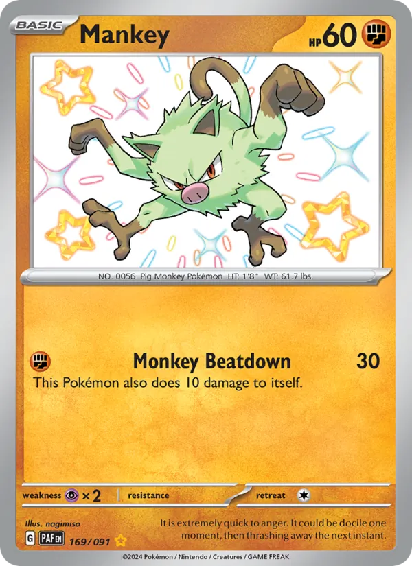 Mankey — Paldean Fates #169 (Pokémon TCG card)