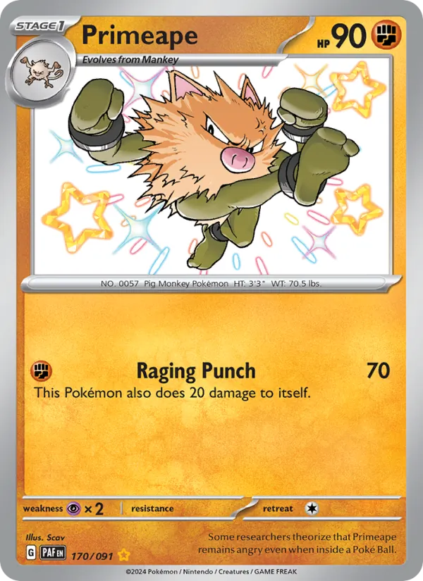 Primeape — Paldean Fates #170 (Pokémon TCG card)