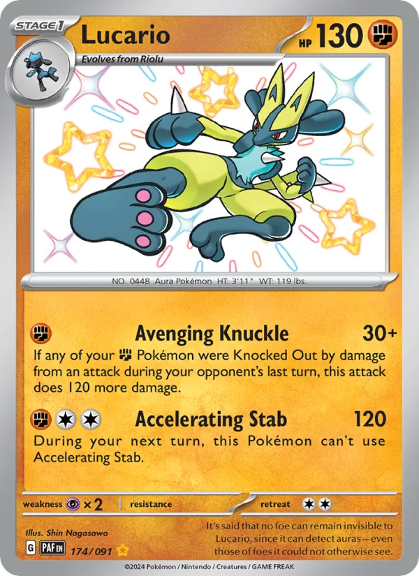 Lucario — Paldean Fates #174 (Pokémon TCG card)