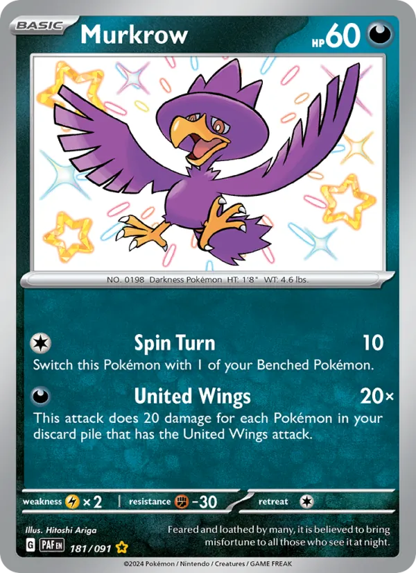 Murkrow — Paldean Fates #181 (Pokémon TCG card)