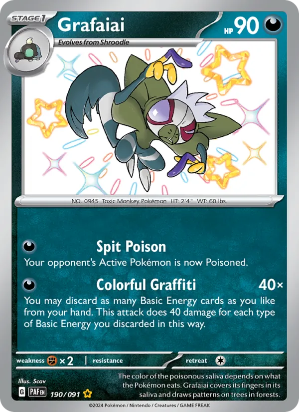 Grafaiai — Paldean Fates #190 (Pokémon TCG card)