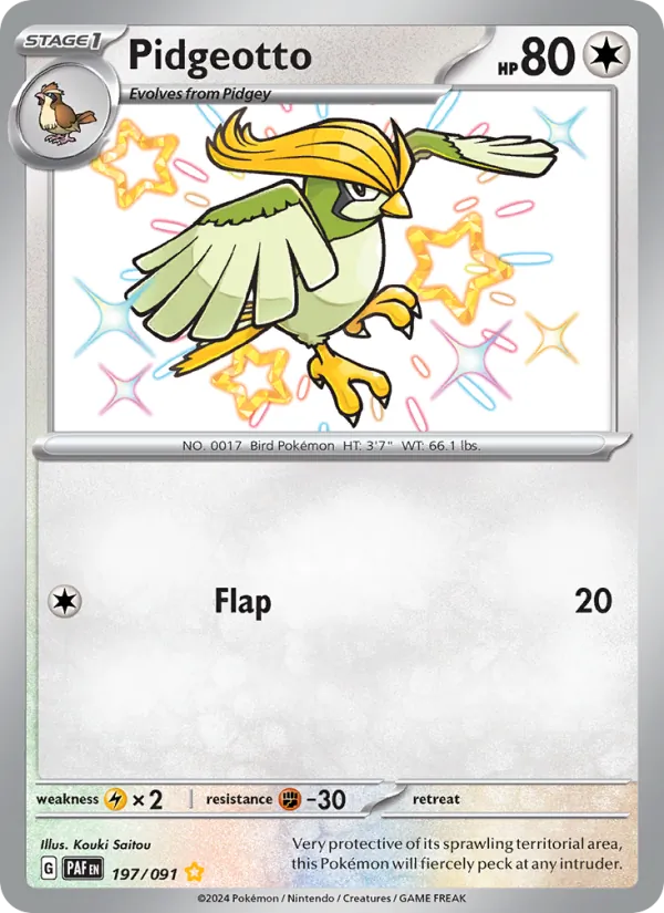 Pidgeotto — Paldean Fates #197 (Pokémon TCG card)