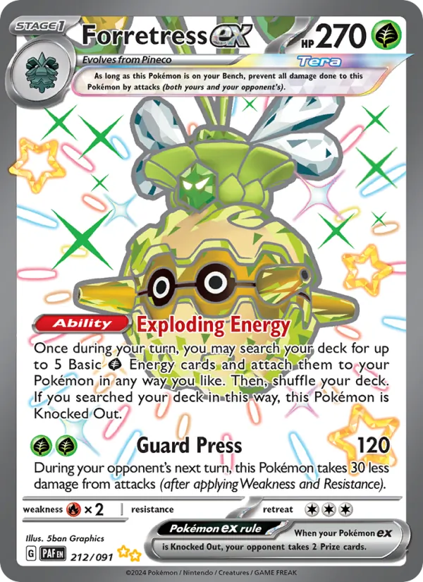 Forretress ex — Paldean Fates #212 (Pokémon TCG card)