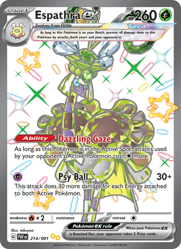 Espathra ex — Paldean Fates #214 (Pokémon TCG card)