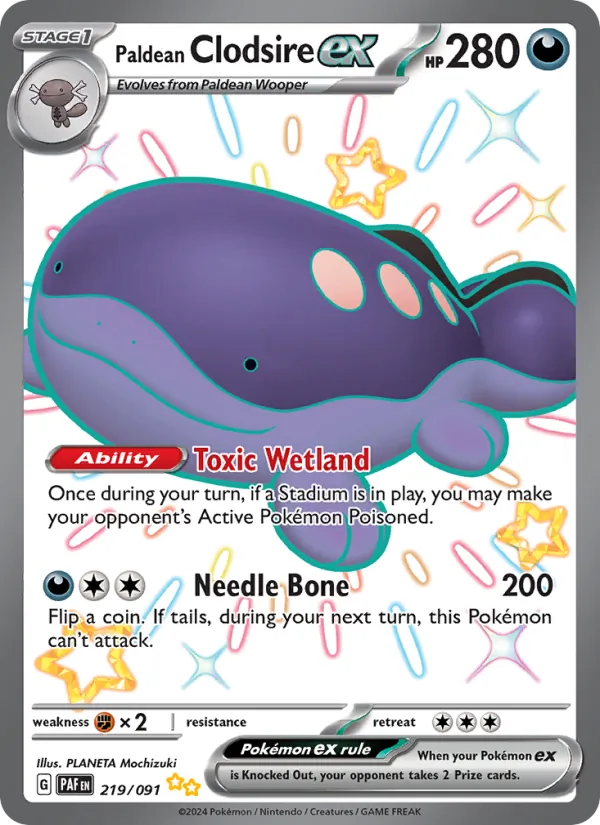 Paldean Clodsire ex — Paldean Fates #219 (Pokémon TCG card)