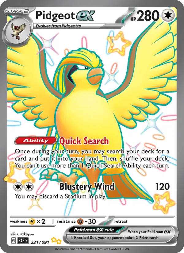 Pidgeot ex — Paldean Fates #221 (Pokémon TCG card)